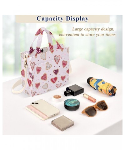 Heart Shaped Cookies Pattern Women's Tote Handbags Top Handle Satchel Shoulder Bag Crossbody Bag M $16.79 Totes