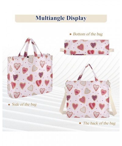 Heart Shaped Cookies Pattern Women's Tote Handbags Top Handle Satchel Shoulder Bag Crossbody Bag M $16.79 Totes