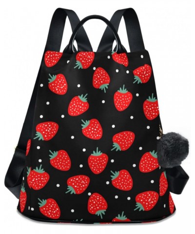 Red Strawberries and Polka Dots Women Backpack Purse Anti-theft Casual Shoulder Bag Fashion Ladies Bags $23.59 Backpacks