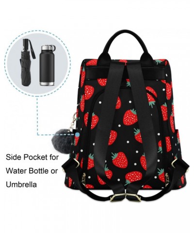 Red Strawberries and Polka Dots Women Backpack Purse Anti-theft Casual Shoulder Bag Fashion Ladies Bags $23.59 Backpacks