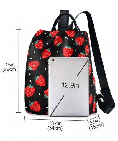 Red Strawberries and Polka Dots Women Backpack Purse Anti-theft Casual Shoulder Bag Fashion Ladies Bags $23.59 Backpacks