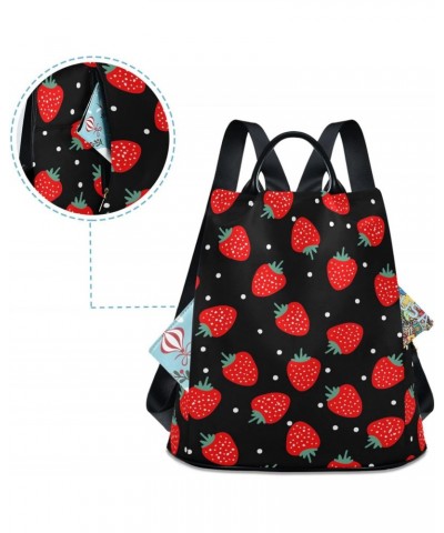 Red Strawberries and Polka Dots Women Backpack Purse Anti-theft Casual Shoulder Bag Fashion Ladies Bags $23.59 Backpacks