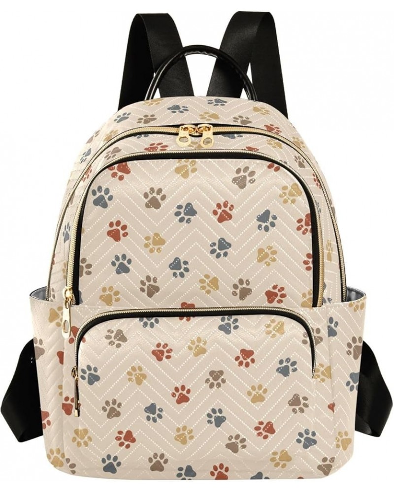 Mini Backpack for Women, Colorful Dog Paws Print Travel Backpack Purse for Ladies, Small Bookbag Daypack Shoulder Bag S Multi...