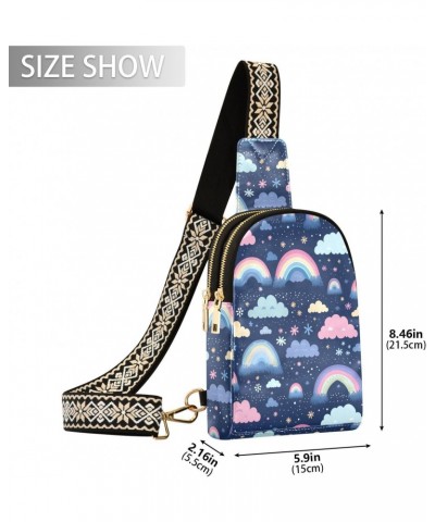 Sling Bag for Women Cartoon Rainbow Floral Clouds Crossbody Bag Small Chest Bag Shoulder Bag Cell Phone Purse for Casual Trav...