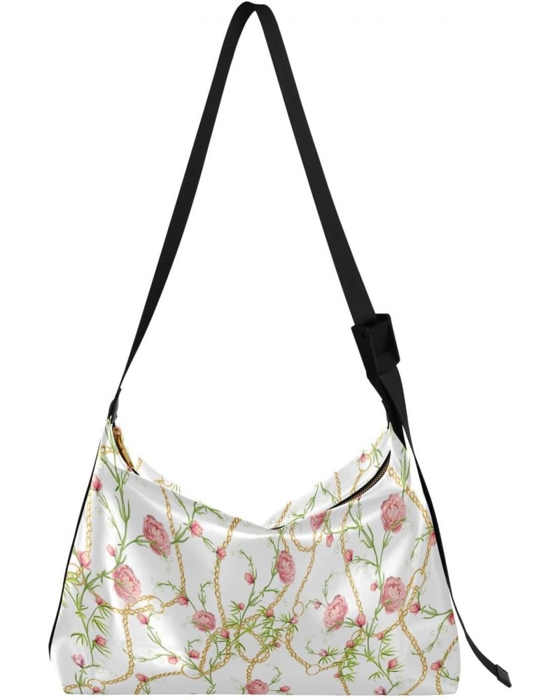 Chains Spring Flowering Ladies Bags Crossbody Trendy Men Sling Bags Crossbody Large Shoulder Purse $15.84 Hobo Bags