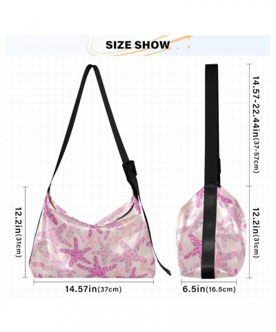 Pink Starfish Hobo Shoulder Bag for Women Men PU Leather Crossbody Bag Slouchy Tote Handbags for Working Shopping Traveling $...