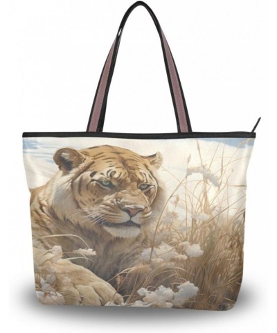 Womens Tote Bag, Forest Tiger Ladies Zip Shoulder Shopping Bag Handbags $9.60 Shoulder Bags