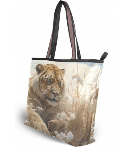 Womens Tote Bag, Forest Tiger Ladies Zip Shoulder Shopping Bag Handbags $9.60 Shoulder Bags