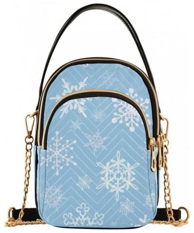 Christmas Snowflakes Multi Pockets Crossbody Bags for Women Zip Cell Phone Purse Wallet Bag with Detachable Shoulder Strap Sh...