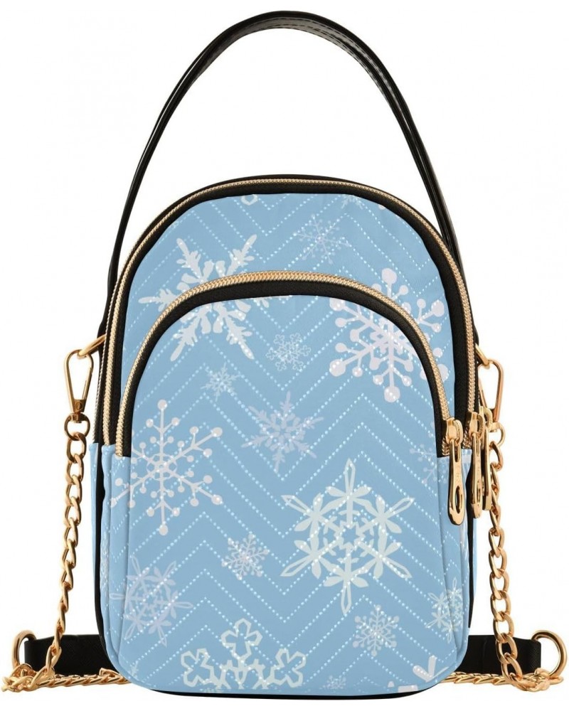 Christmas Snowflakes Multi Pockets Crossbody Bags for Women Zip Cell Phone Purse Wallet Bag with Detachable Shoulder Strap Sh...