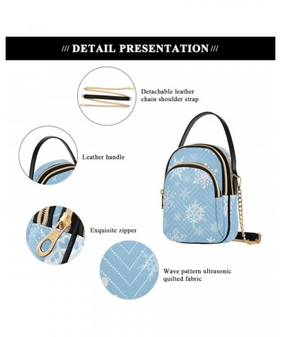 Christmas Snowflakes Multi Pockets Crossbody Bags for Women Zip Cell Phone Purse Wallet Bag with Detachable Shoulder Strap Sh...