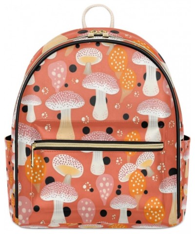 Dotted Mushroom Backpack Purse for Women Cute Mini Back Pack Small Casual Daypacks Pu Leather Bookbag Anti Theft Aesthetic Mu...