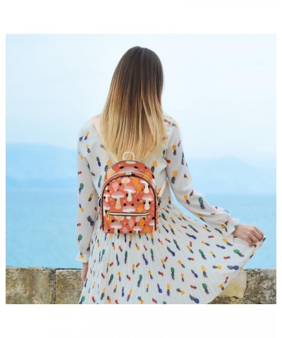 Dotted Mushroom Backpack Purse for Women Cute Mini Back Pack Small Casual Daypacks Pu Leather Bookbag Anti Theft Aesthetic Mu...