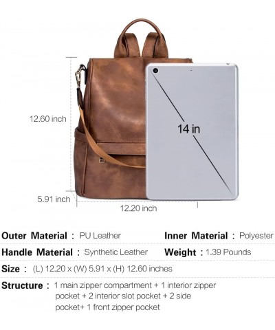 Womens Backpack Purse Fashion Leather Large Travel Bag Ladies Shoulder Bags Black 0-0 a Brown $20.92 Backpacks