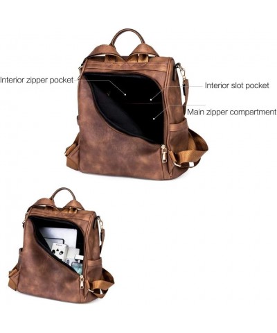 Womens Backpack Purse Fashion Leather Large Travel Bag Ladies Shoulder Bags Black 0-0 a Brown $20.92 Backpacks