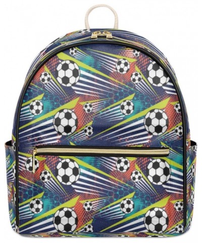 Soccer Ball Sport Mini Backpack Purse for Women Small Casual Daypacks Pu Leather Bookbag Fashion Back Packs Anti Theft Travel...