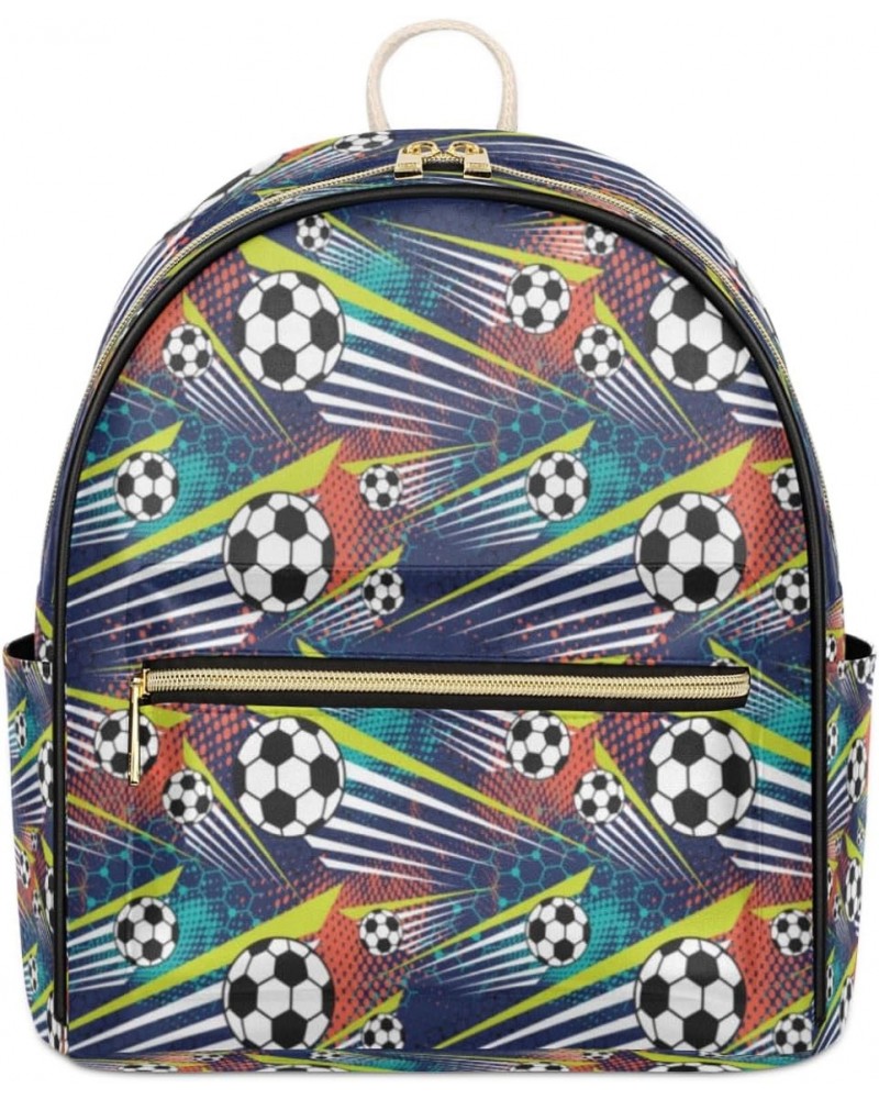 Soccer Ball Sport Mini Backpack Purse for Women Small Casual Daypacks Pu Leather Bookbag Fashion Back Packs Anti Theft Travel...