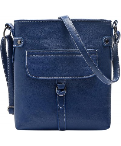 Women's Bag Fashion Simple Casual Belt Buckle One Shoulder Messenger Bag Shoulder Bag Shoulder Bag (Coffee, One Size) Blue On...