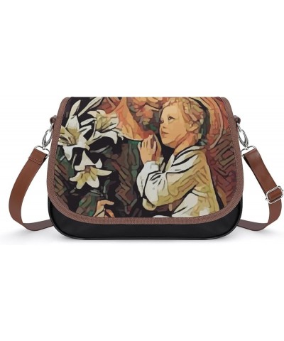 Printed Shoulder Crossbody Bag Leather Hobo Bags Medium Ladies Top Handles Satchels Lucky Clover Color8 $21.00 Hobo Bags