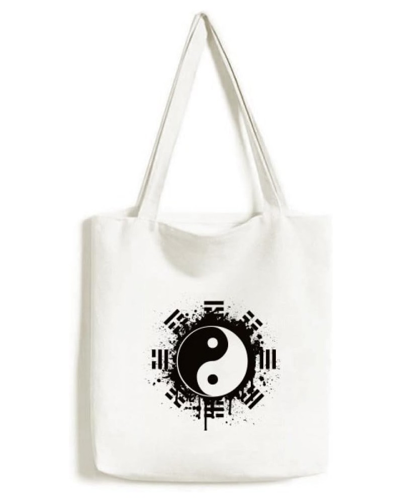 China Taichi Eight Diagram Ink Tote Canvas Bag Shopping Satchel Casual Handbag $17.04 Totes