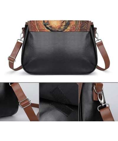 Printed Shoulder Crossbody Bag Leather Hobo Bags Medium Ladies Top Handles Satchels Lucky Clover Color8 $21.00 Hobo Bags