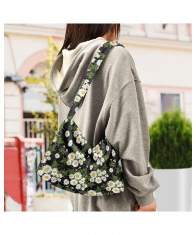 Daisies Flowers Plush Underarm Bag Women's Tote Handbags Fluffy Shoulder Bag Purse Lightweight Tote Bags College Bag for Girl...