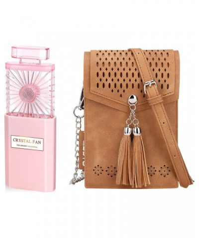 Purses for Women Crossbody, Leather Cell Phone Bag, Mini Portable Fan with 3 Speeds $20.27 Crossbody Bags