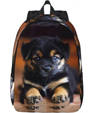 Puppies Dog Print Unisex Canvas Bag Canvas Shoulder Pouch Pack Lightweight Backpack For Woman Lady Black Medium $23.46 Backpacks