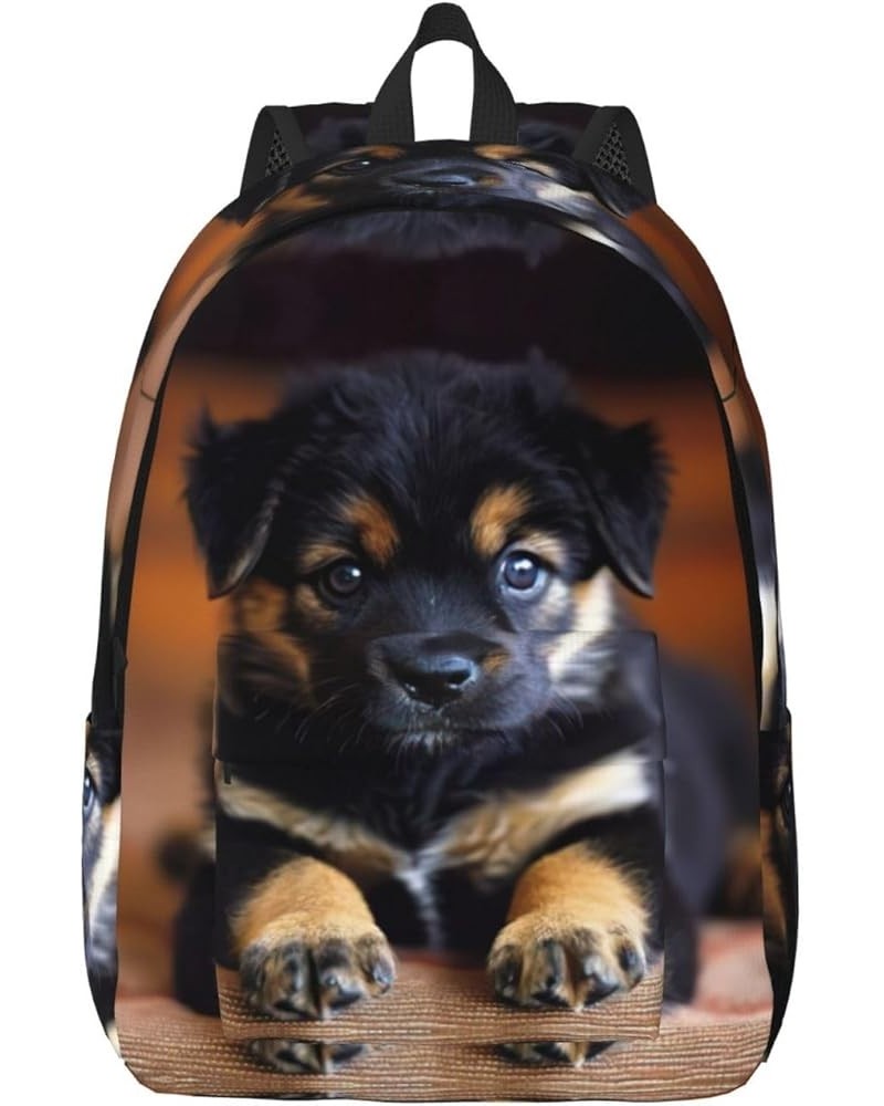 Puppies Dog Print Unisex Canvas Bag Canvas Shoulder Pouch Pack Lightweight Backpack For Woman Lady Black Medium $23.46 Backpacks