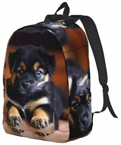 Puppies Dog Print Unisex Canvas Bag Canvas Shoulder Pouch Pack Lightweight Backpack For Woman Lady Black Medium $23.46 Backpacks