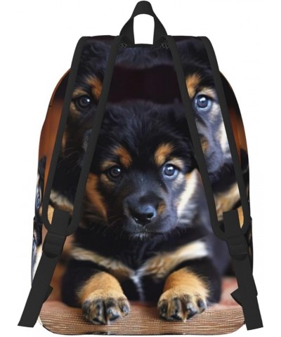 Puppies Dog Print Unisex Canvas Bag Canvas Shoulder Pouch Pack Lightweight Backpack For Woman Lady Black Medium $23.46 Backpacks