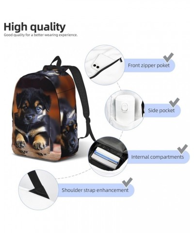 Puppies Dog Print Unisex Canvas Bag Canvas Shoulder Pouch Pack Lightweight Backpack For Woman Lady Black Medium $23.46 Backpacks