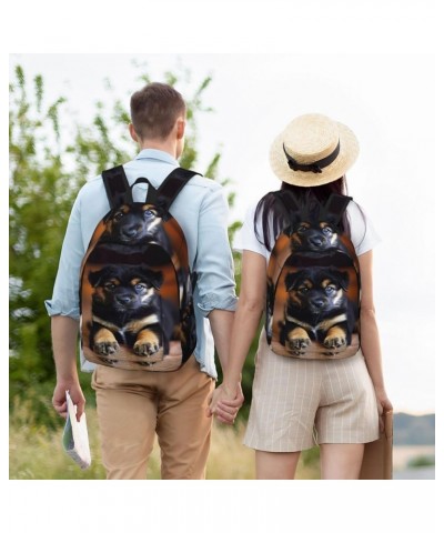 Puppies Dog Print Unisex Canvas Bag Canvas Shoulder Pouch Pack Lightweight Backpack For Woman Lady Black Medium $23.46 Backpacks