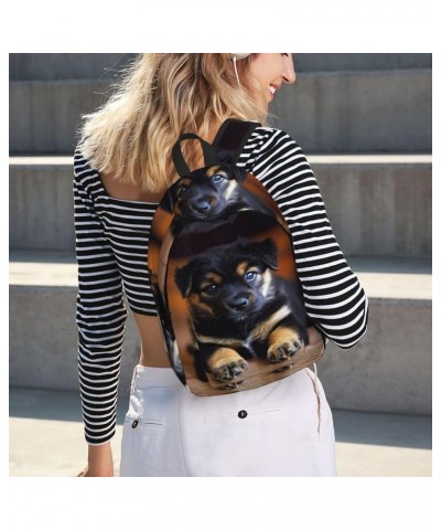 Puppies Dog Print Unisex Canvas Bag Canvas Shoulder Pouch Pack Lightweight Backpack For Woman Lady Black Medium $23.46 Backpacks