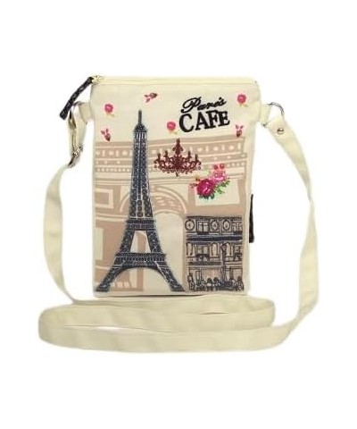 Handcrafted Vegan Leather Top Zip Fancy Wallet For Women - Paris Cafe Canvas Printed Design $15.00 Wallets