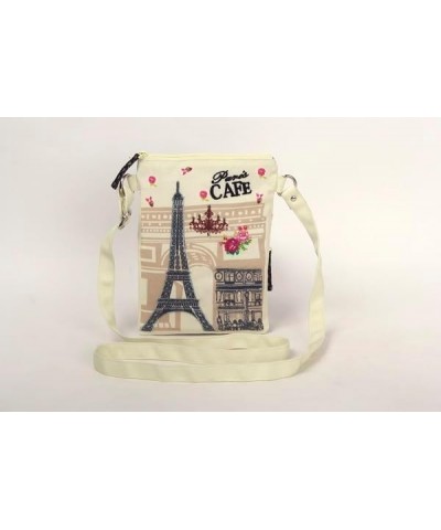 Handcrafted Vegan Leather Top Zip Fancy Wallet For Women - Paris Cafe Canvas Printed Design $15.00 Wallets