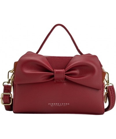 Crossbody Shoulder Purse for Women - Fashion Purse with Bow Handbags PU Leather Satchel Bag W-red $13.24 Shoulder Bags