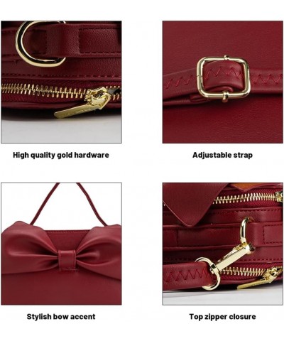 Crossbody Shoulder Purse for Women - Fashion Purse with Bow Handbags PU Leather Satchel Bag W-red $13.24 Shoulder Bags