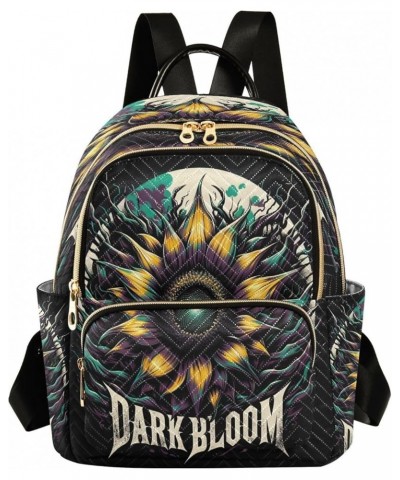 Backpack Purse for Women Dark Bloom Sunflower, Mini Fashion Backpack Artistic Cool Lightweight Casual Daypack Shoulder Bag Tr...