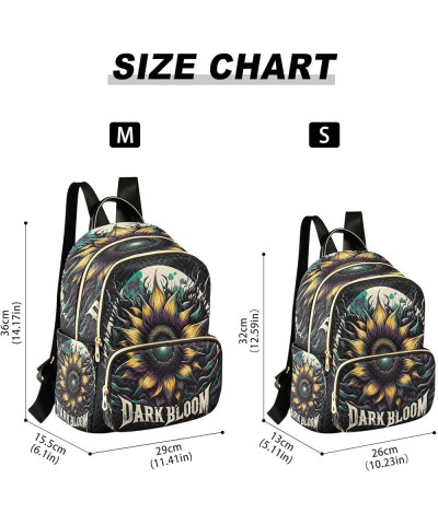 Backpack Purse for Women Dark Bloom Sunflower, Mini Fashion Backpack Artistic Cool Lightweight Casual Daypack Shoulder Bag Tr...