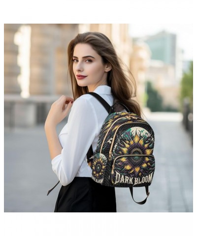 Backpack Purse for Women Dark Bloom Sunflower, Mini Fashion Backpack Artistic Cool Lightweight Casual Daypack Shoulder Bag Tr...