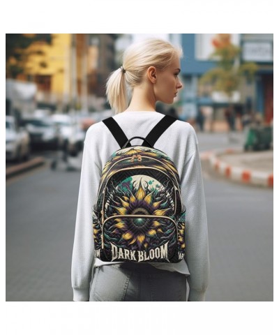 Backpack Purse for Women Dark Bloom Sunflower, Mini Fashion Backpack Artistic Cool Lightweight Casual Daypack Shoulder Bag Tr...