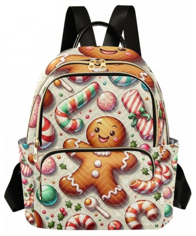 Travel Lover Cat Quilted Backpack Womens Backpack Purses Ladies Travel Backpack Christmas Candy Gingerbread Man Medium $23.39...