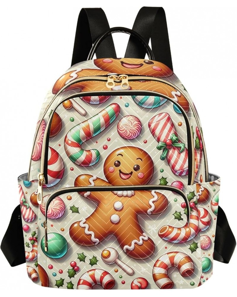 Travel Lover Cat Quilted Backpack Womens Backpack Purses Ladies Travel Backpack Christmas Candy Gingerbread Man Medium $23.39...