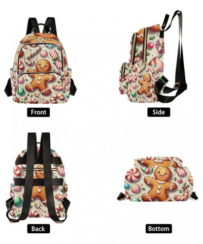 Travel Lover Cat Quilted Backpack Womens Backpack Purses Ladies Travel Backpack Christmas Candy Gingerbread Man Medium $23.39...