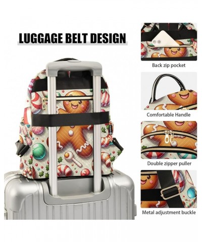 Travel Lover Cat Quilted Backpack Womens Backpack Purses Ladies Travel Backpack Christmas Candy Gingerbread Man Medium $23.39...