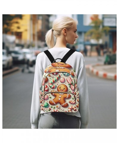 Travel Lover Cat Quilted Backpack Womens Backpack Purses Ladies Travel Backpack Christmas Candy Gingerbread Man Medium $23.39...