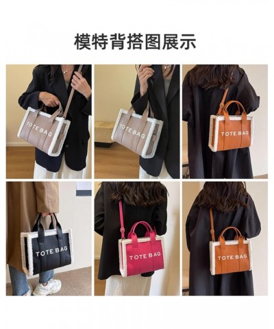 Large-Capacity Lamb Wool Tote Bag Women's Letter Handbag Winter European And American Commuter Shoulder Crossbody Bag Black $...