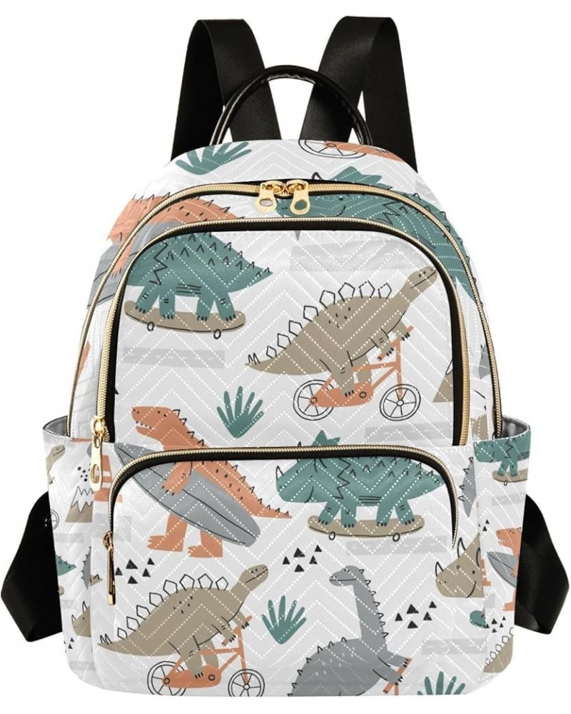 Women Backpack Dino Bike Skateboard Anti-Theft Travel Backpack with Luggage Belt Lightweight Handbag Lady Purse Roomy Double ...