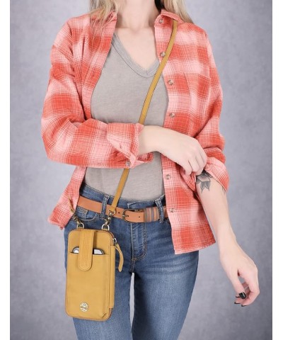 Women's RFID Leather Phone Crossbody Wallet Bag Wheat (Nubuck) $20.30 Crossbody Bags